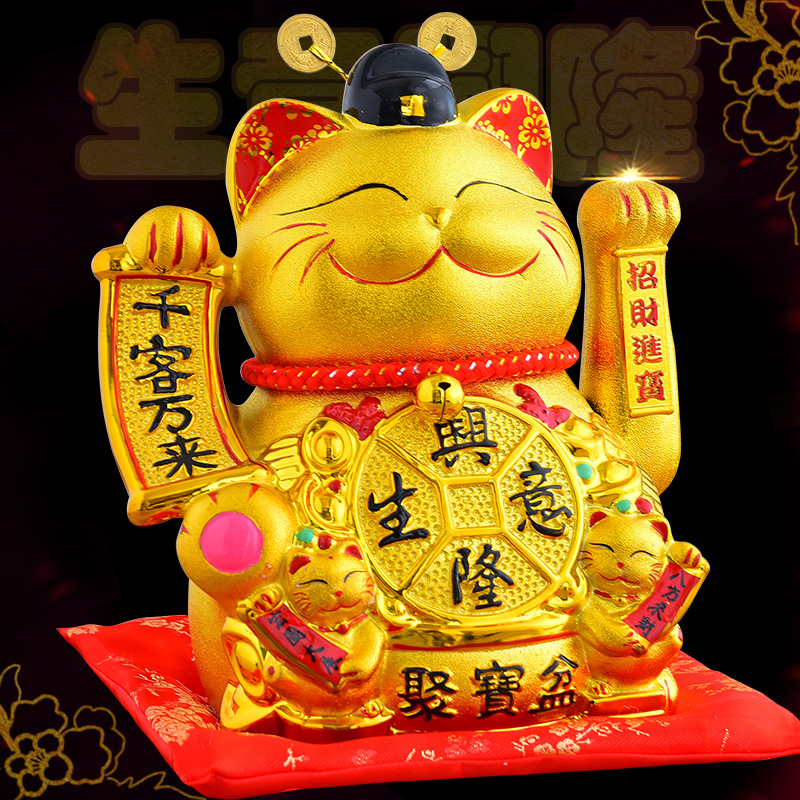 Office Furniture Suppliers - Keramik goldene winkende Katze Ornament, großes
